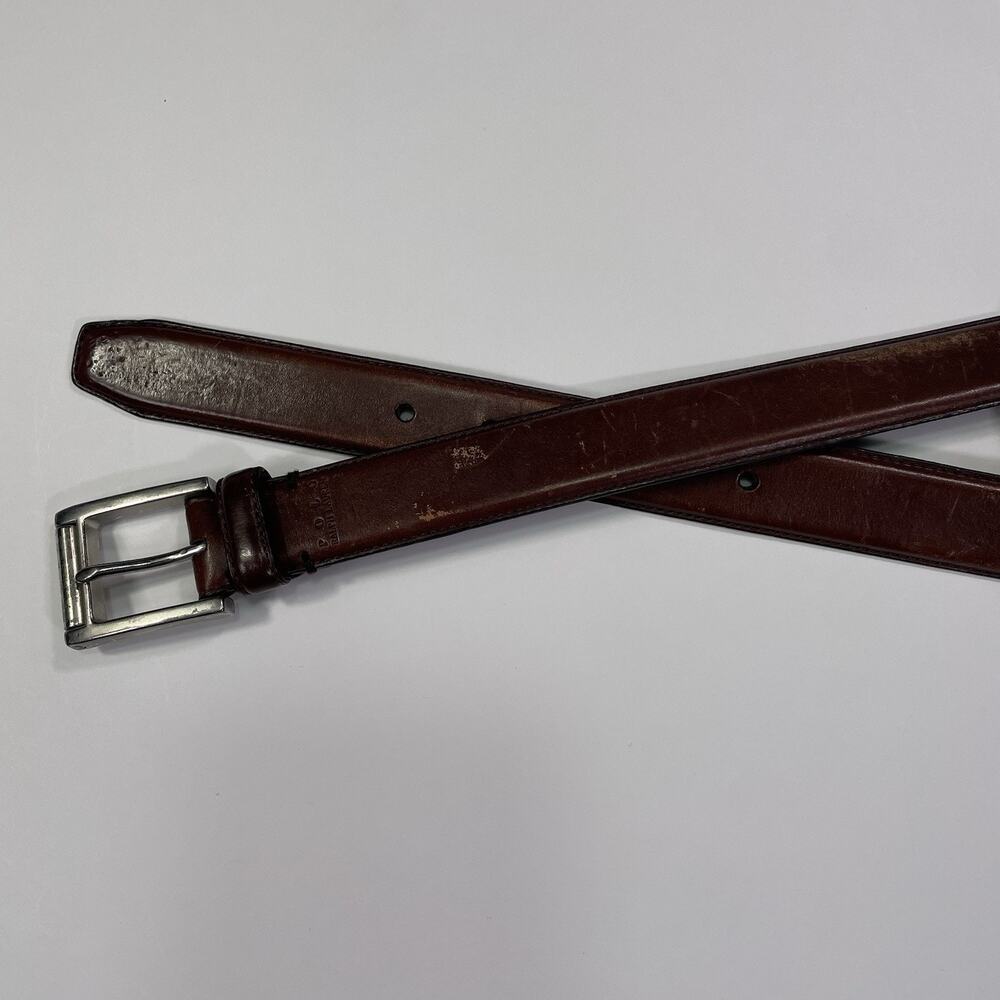 POLO RALPH LAUREN Brown Leather Belt Mens 36 Silver Buckle